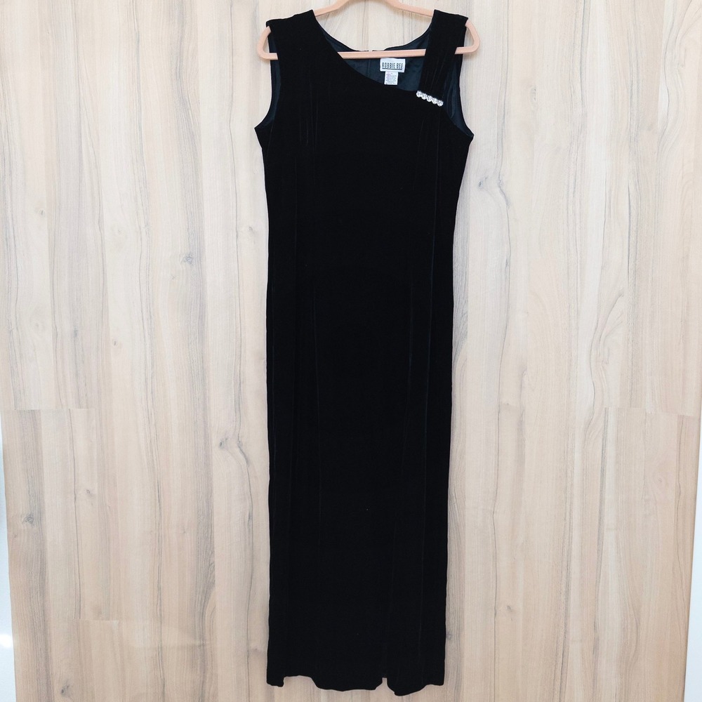 VTG Robbie Bee Womens Velvet Maxi Dress Size 12 Black Formal Glam Old Money Chic - Picture 2 of 7